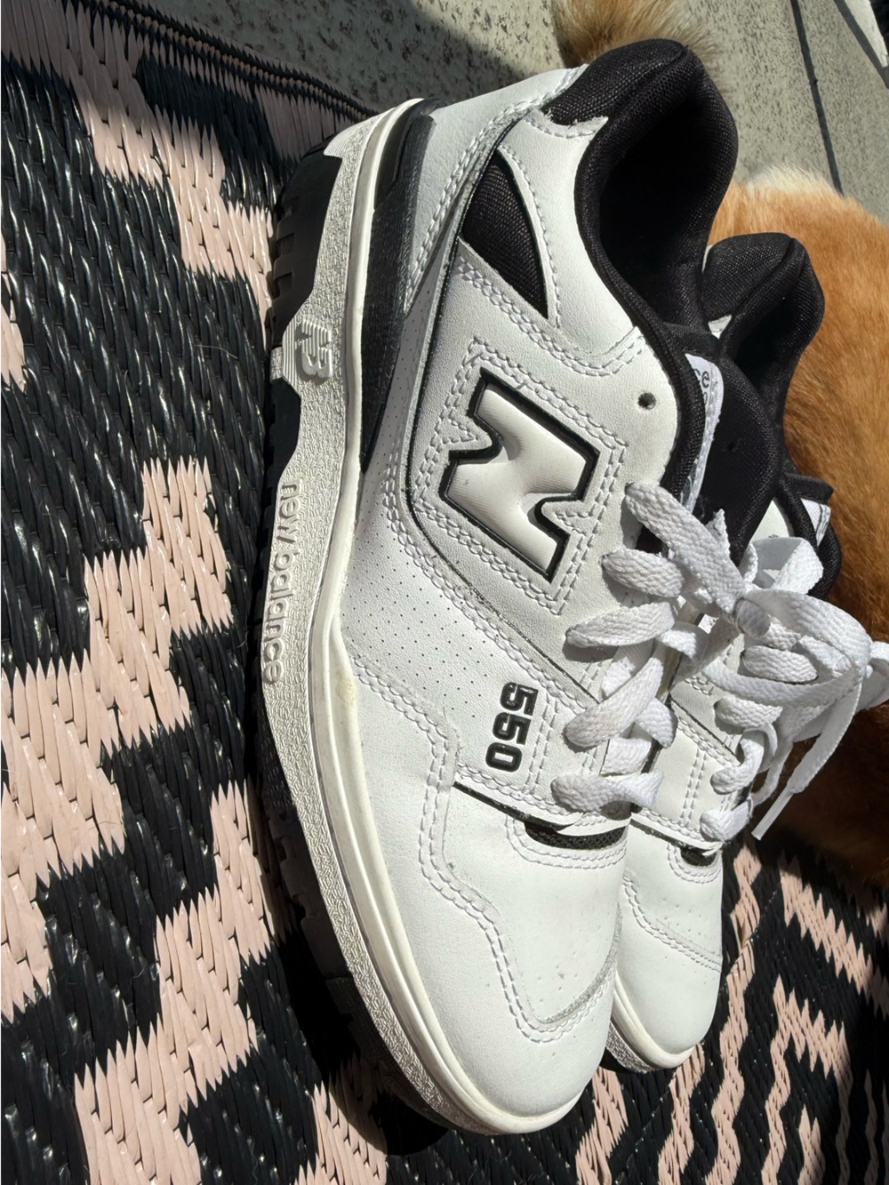 New Balance White & Black 550 Sneakers